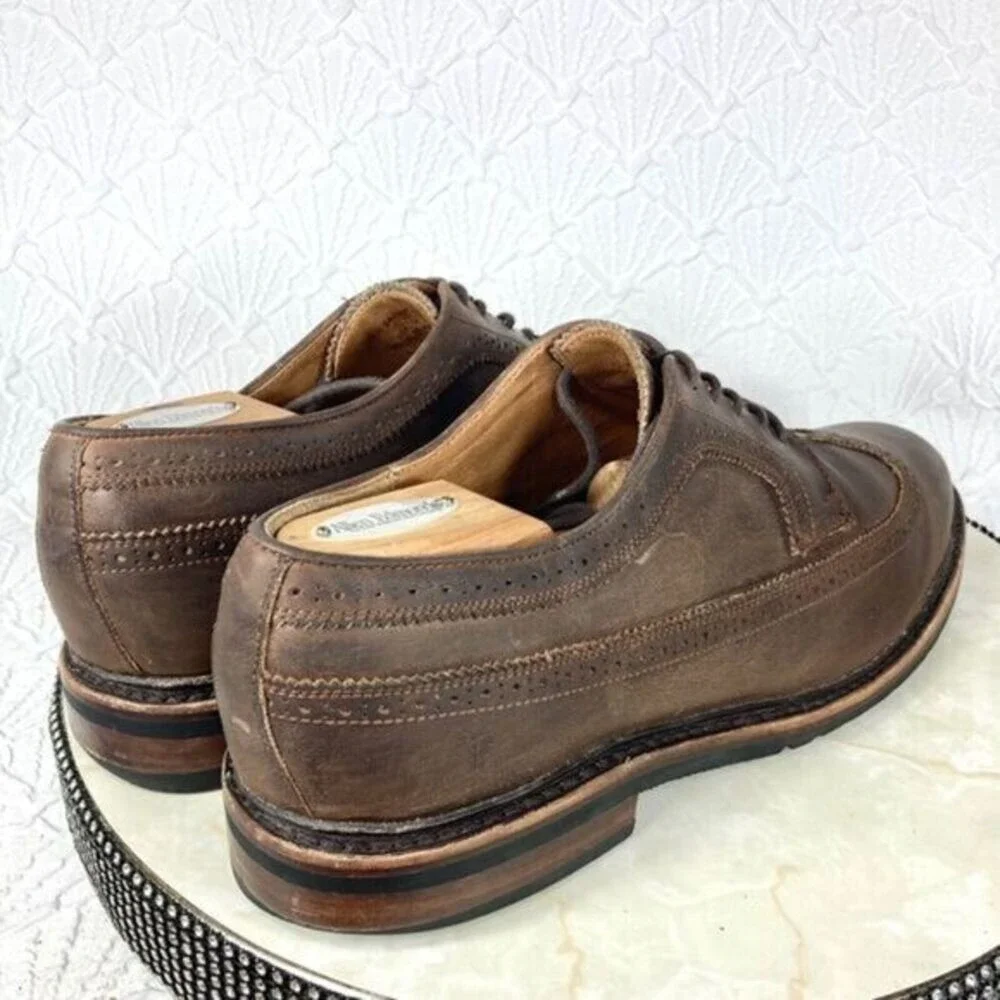 Frye James Wingtip Oxford Shoes Sz 12 Brown Full Grain Distressed Leather Preppy